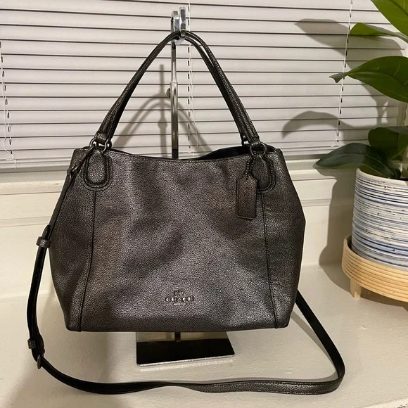 COACH Edie Gunmetal Shoulder Bag